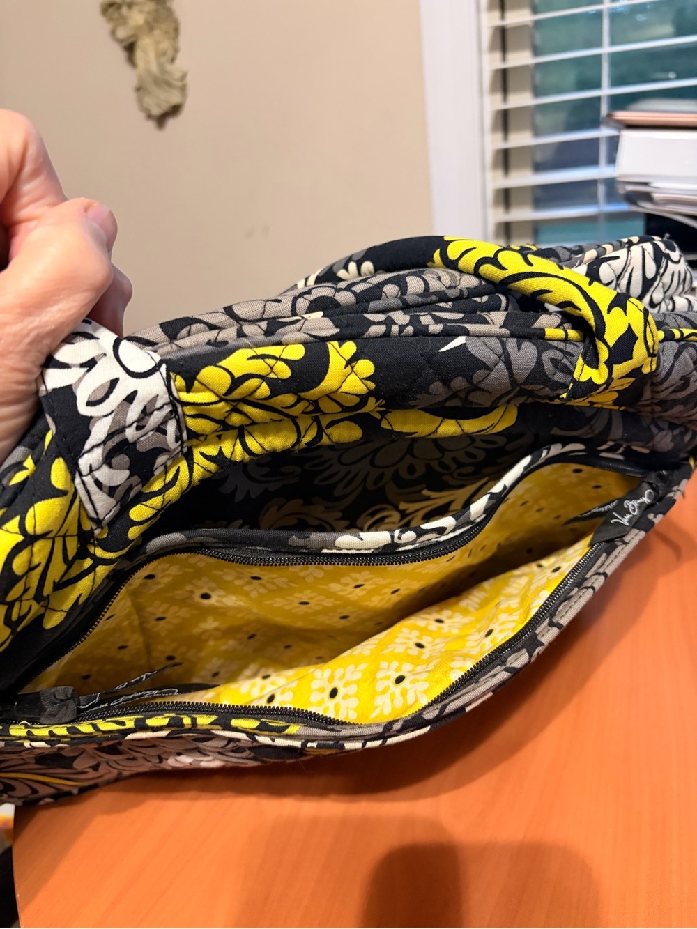 Vera Bradley Floral Work Tote/ Travel Bag in Yellow, Black & White - Picture 2 of 6